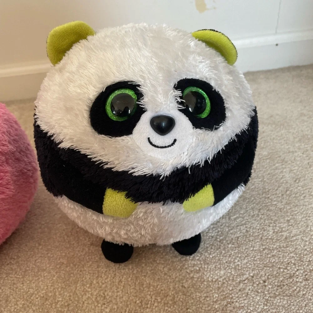 TY Beanie Ballz: Tumbles the Pink Cat & Bonsai the Panda Plush Set